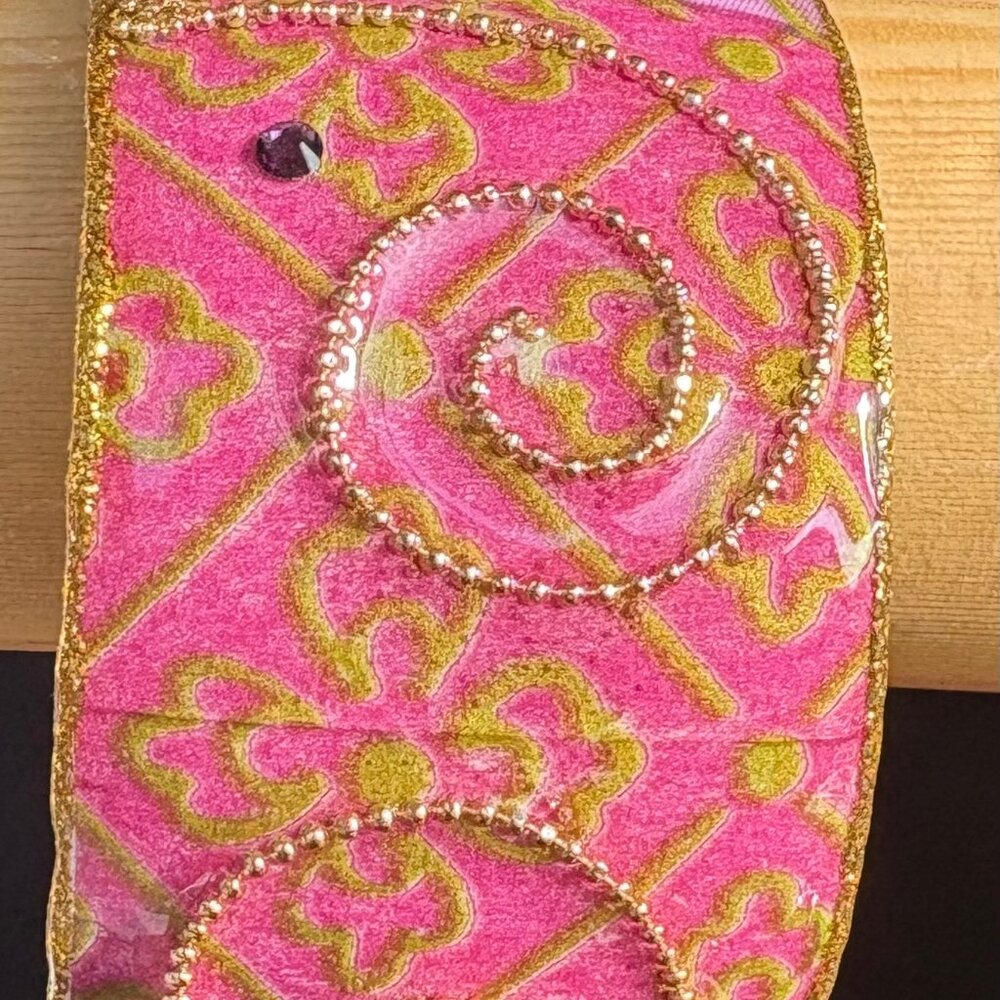 Iris Design Wide Artisan Bangle Mauve & Pink